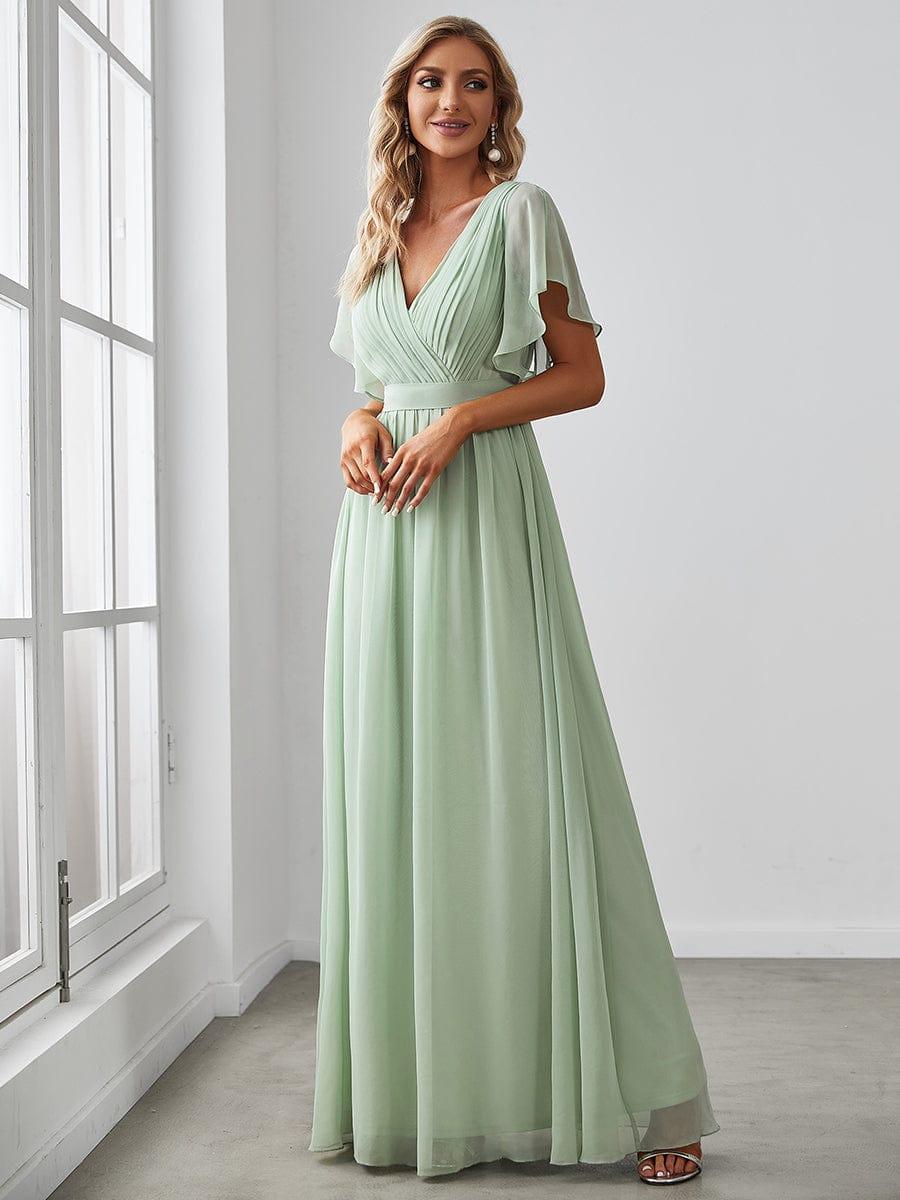 ever LEORA|A-Line Pleated Chiffon Tie-Waist Wedding Guest Dress