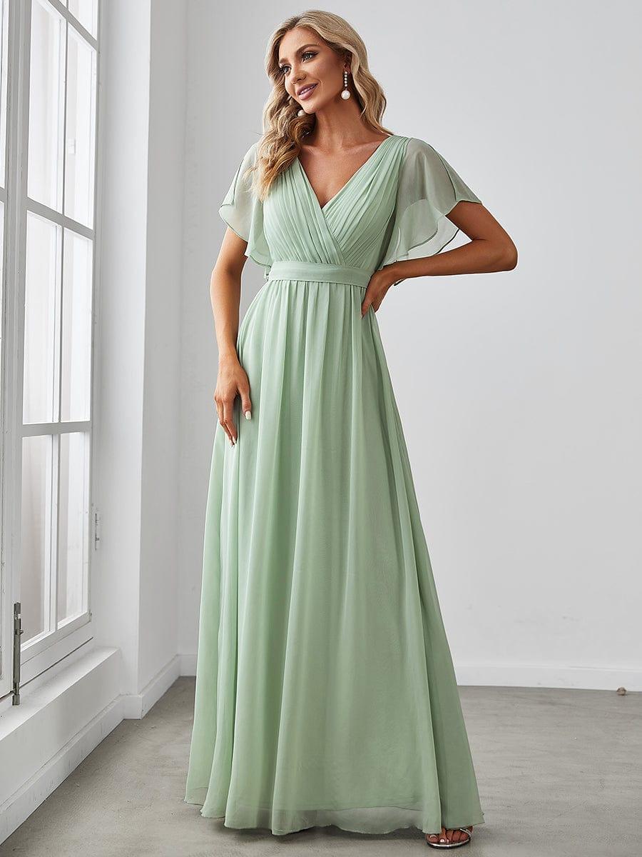 ever LEORA|A-Line Pleated Chiffon Tie-Waist Wedding Guest Dress