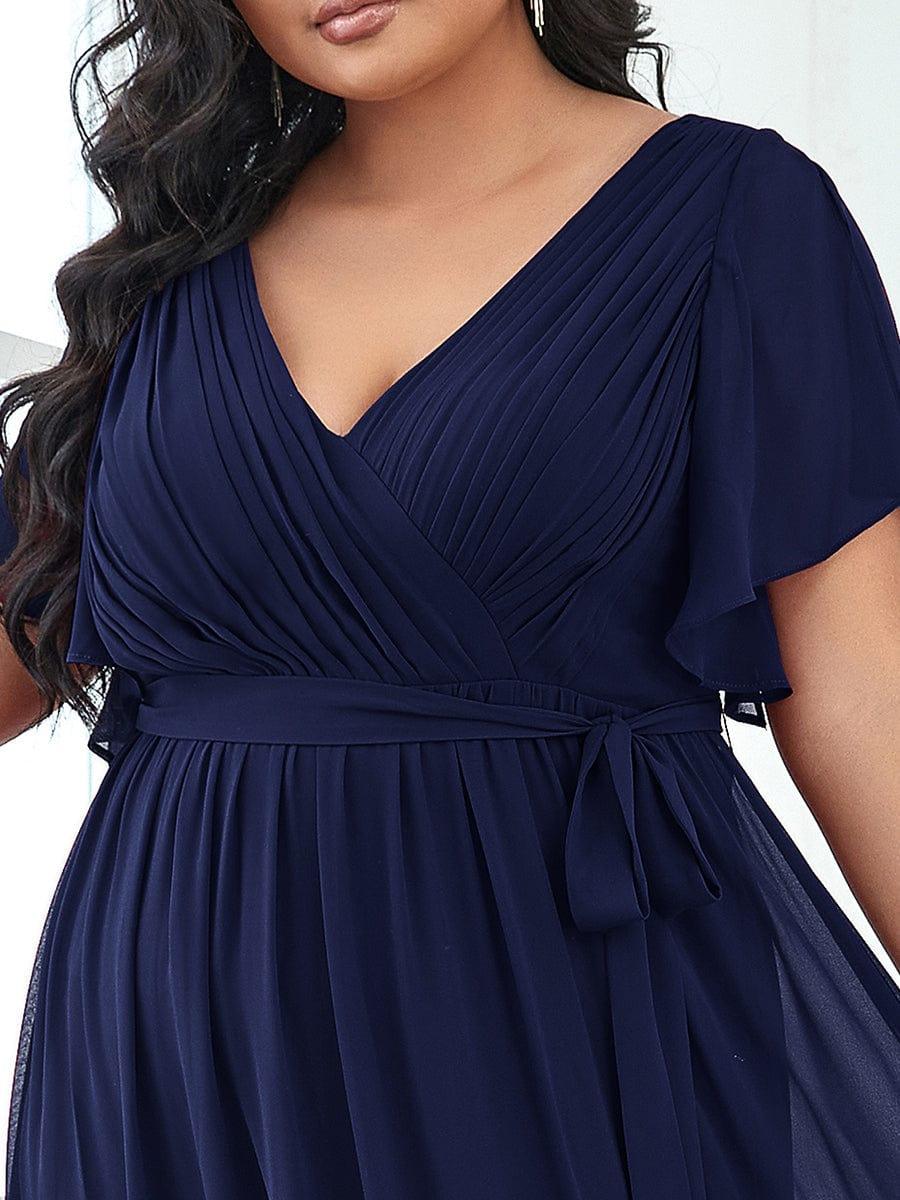 ever LEORA|A-Line Pleated Chiffon Tie-Waist Wedding Guest Dress