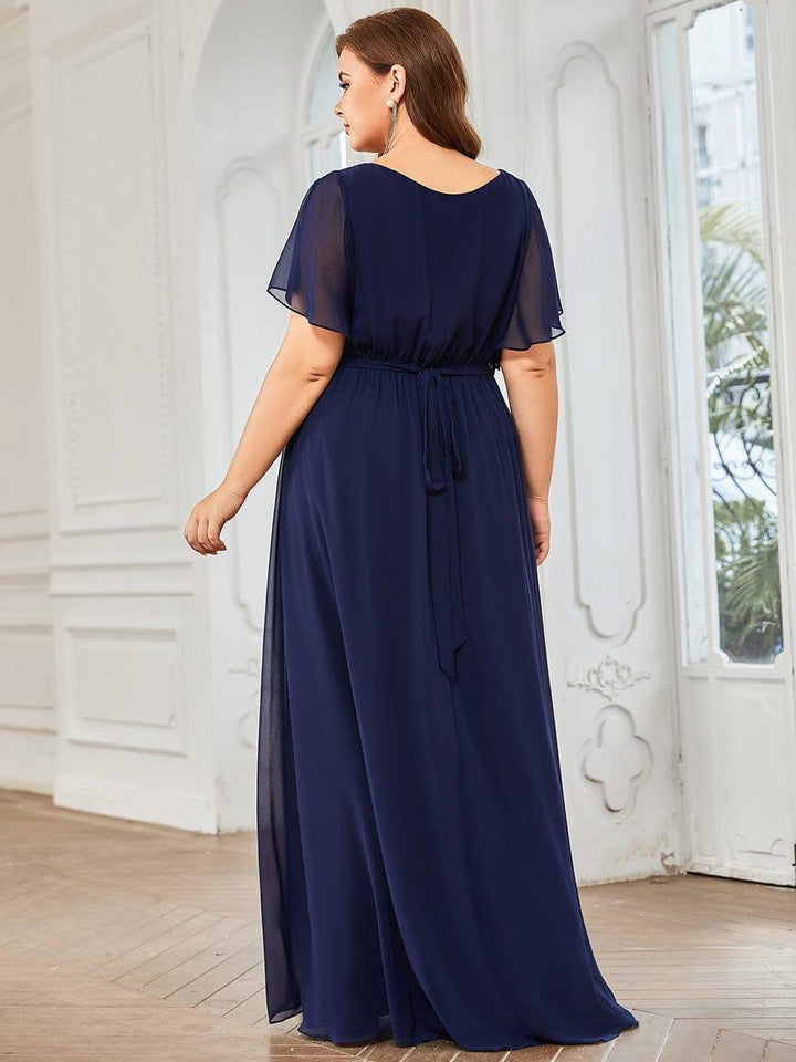 ever LEORA|A-Line Pleated Chiffon Tie-Waist Wedding Guest Dress