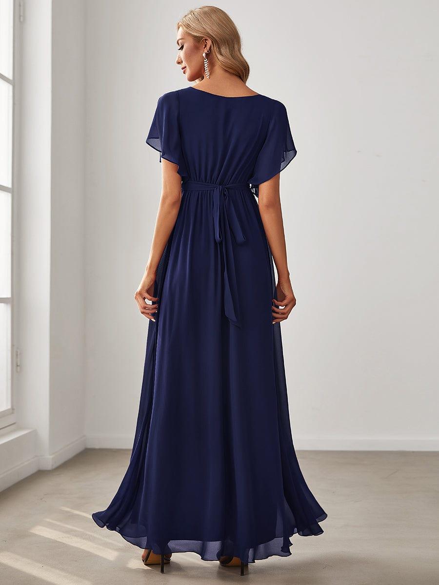 ever LEORA|A-Line Pleated Chiffon Tie-Waist Wedding Guest Dress