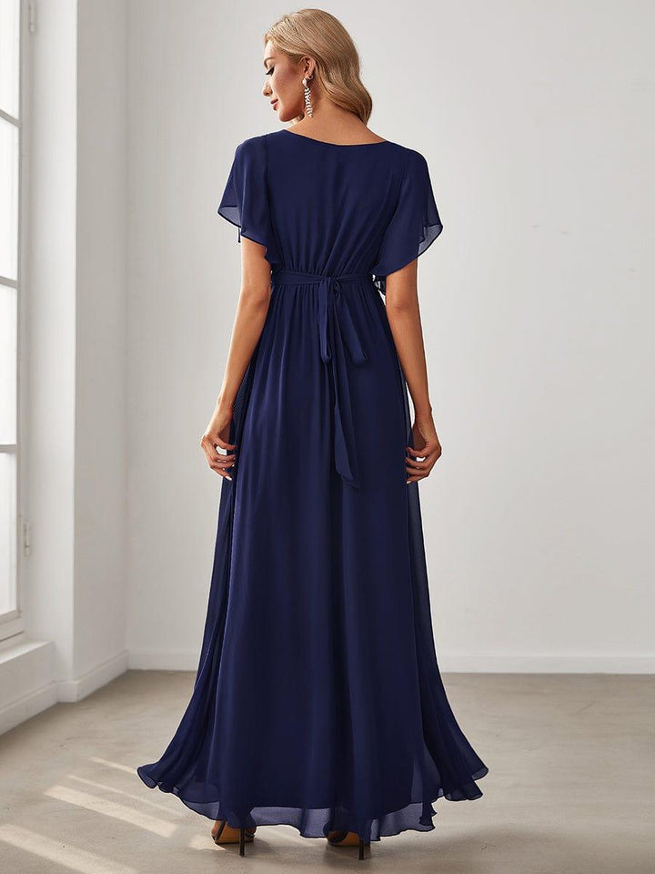 ever LEORA|A-Line Pleated Chiffon Tie-Waist Wedding Guest Dress
