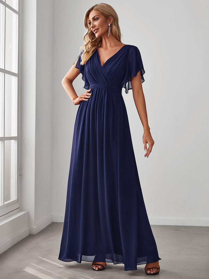 ever LEORA|A-Line Pleated Chiffon Tie-Waist Wedding Guest Dress