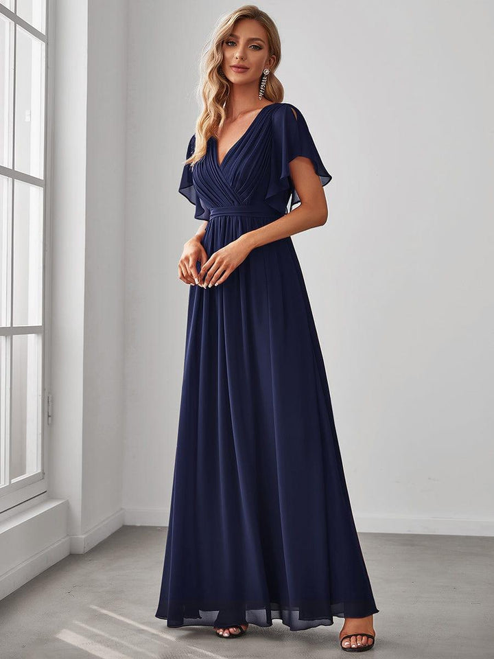 ever LEORA|A-Line Pleated Chiffon Tie-Waist Wedding Guest Dress