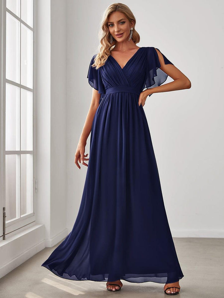 ever LEORA|A-Line Pleated Chiffon Tie-Waist Wedding Guest Dress