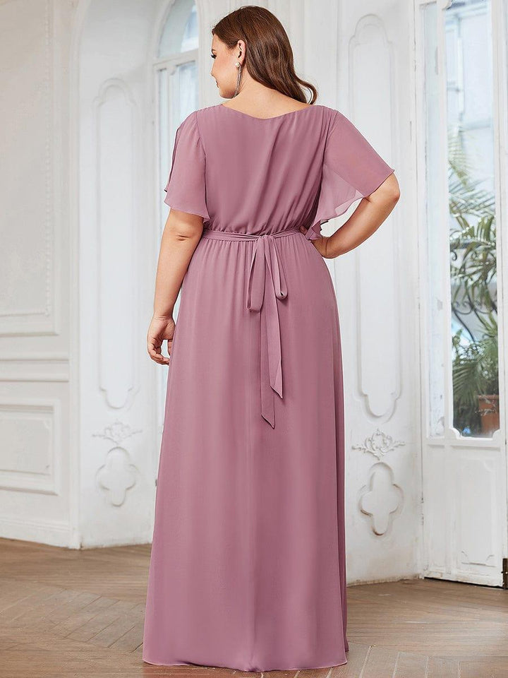 ever LEORA|A-Line Pleated Chiffon Tie-Waist Wedding Guest Dress