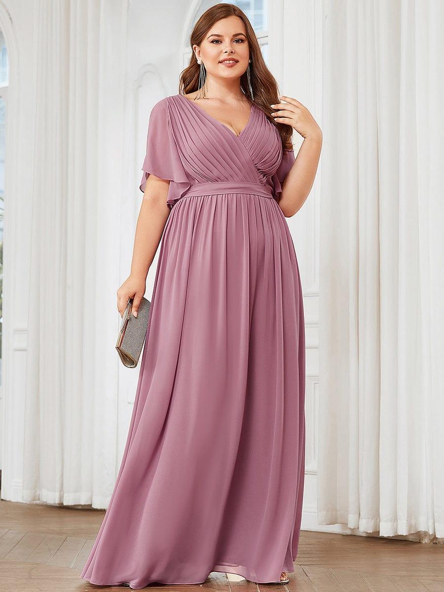 ever LEORA|A-Line Pleated Chiffon Tie-Waist Wedding Guest Dress