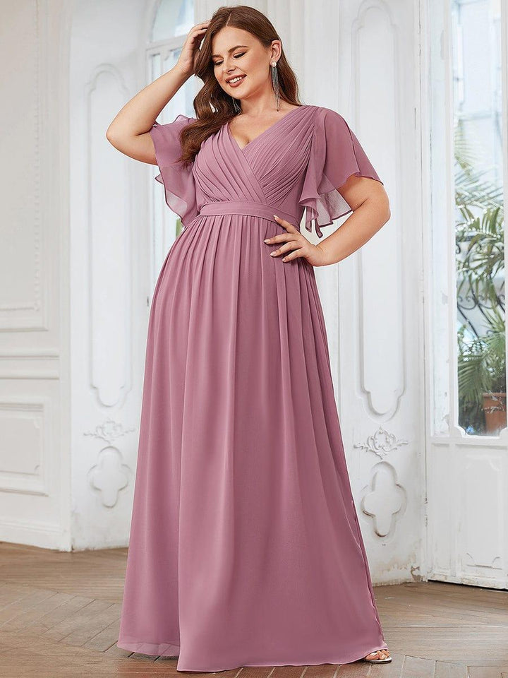 ever LEORA|A-Line Pleated Chiffon Tie-Waist Wedding Guest Dress