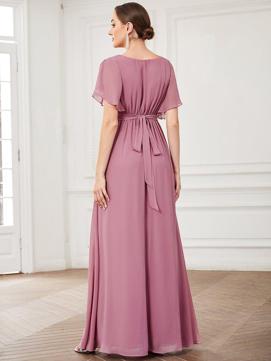 ever LEORA|A-Line Pleated Chiffon Tie-Waist Wedding Guest Dress