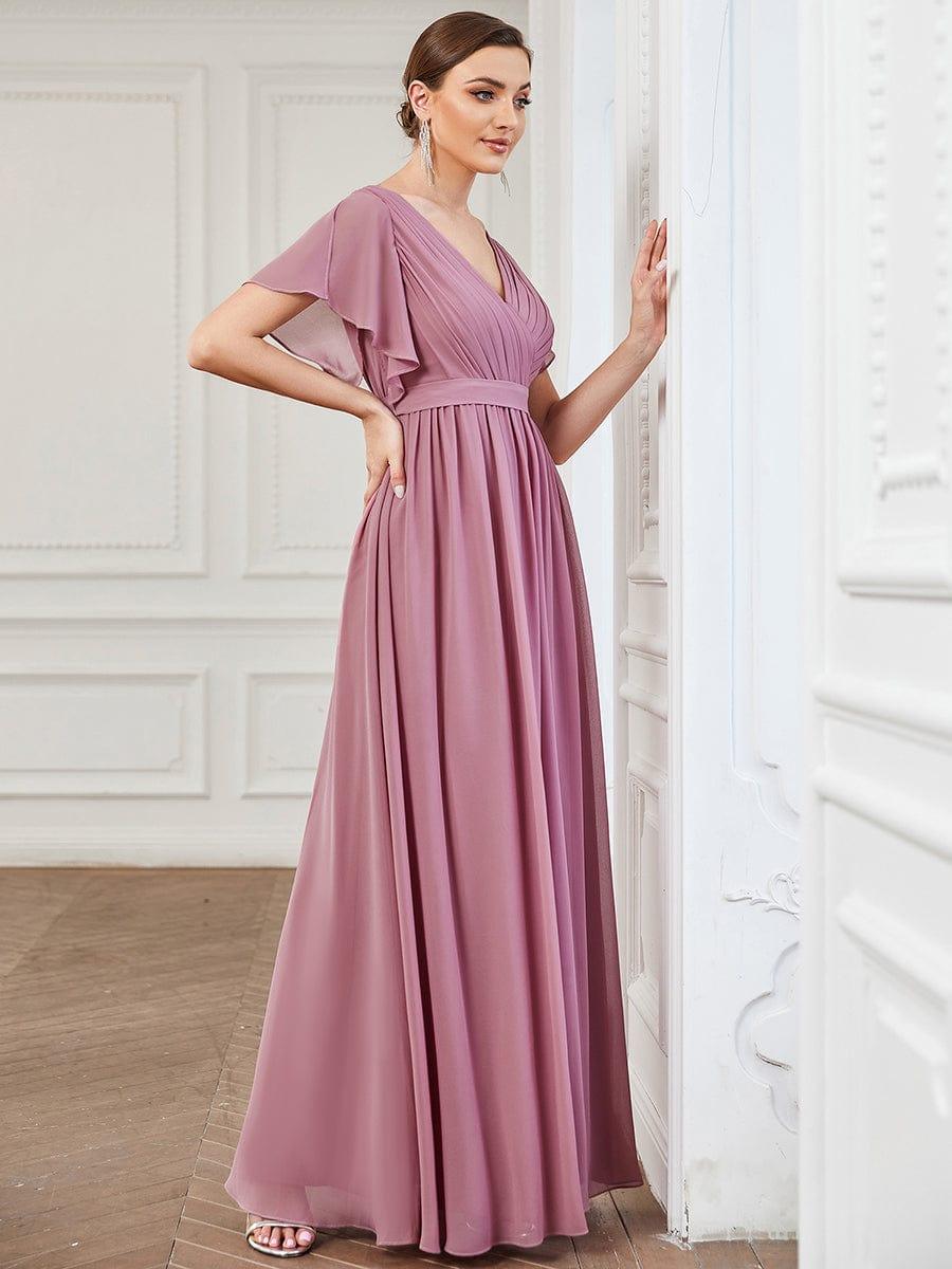 ever LEORA|A-Line Pleated Chiffon Tie-Waist Wedding Guest Dress