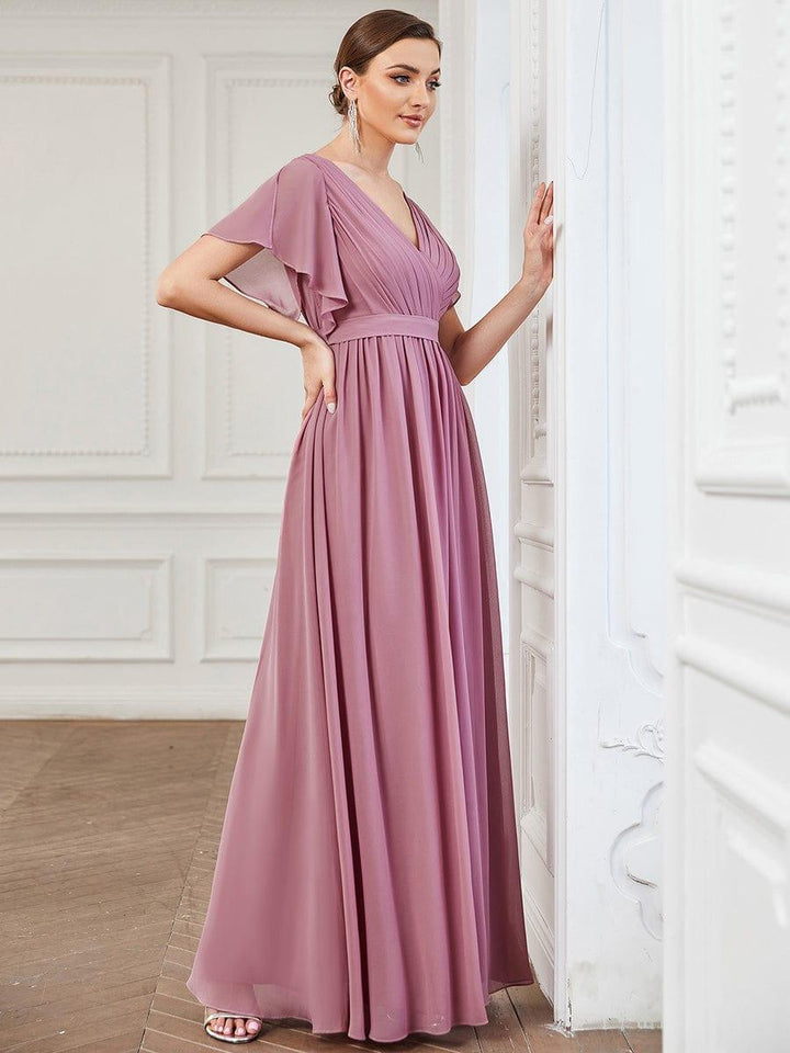 ever LEORA|A-Line Pleated Chiffon Tie-Waist Wedding Guest Dress