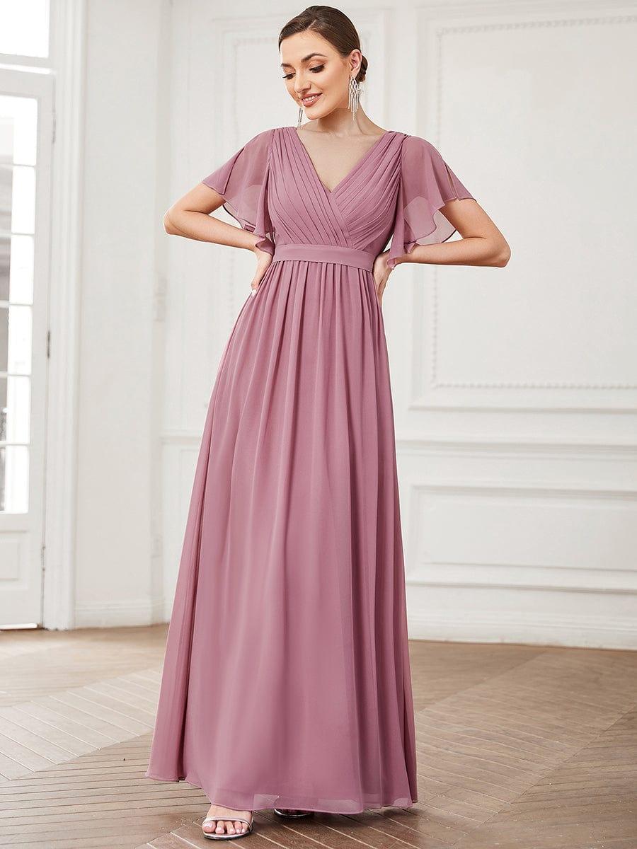 ever LEORA|A-Line Pleated Chiffon Tie-Waist Wedding Guest Dress