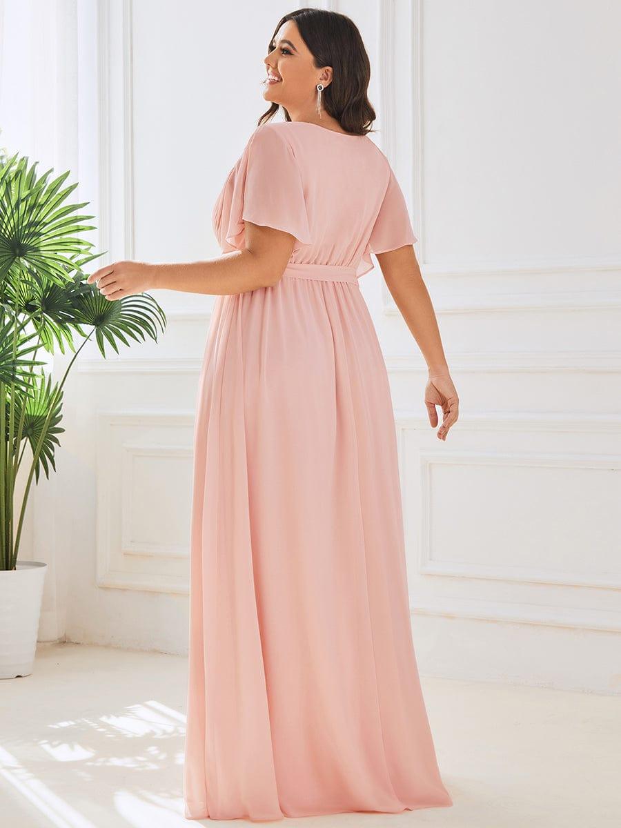 ever LEORA|A-Line Pleated Chiffon Tie-Waist Wedding Guest Dress