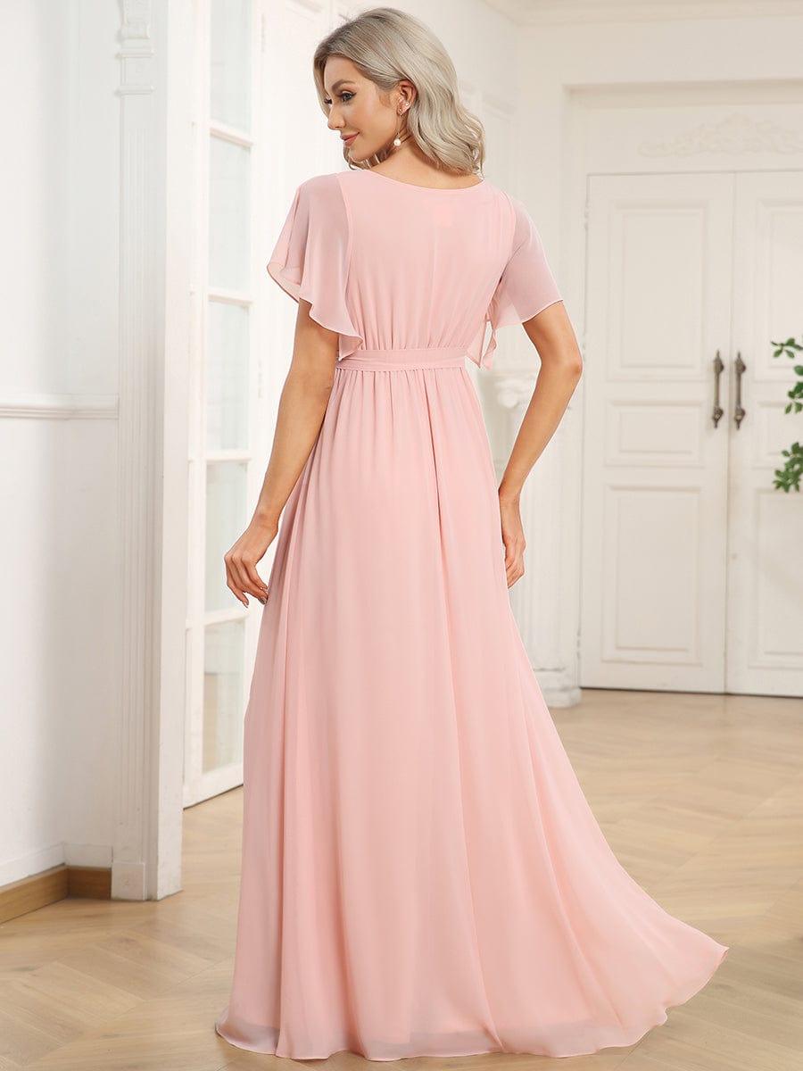 ever LEORA|A-Line Pleated Chiffon Tie-Waist Wedding Guest Dress