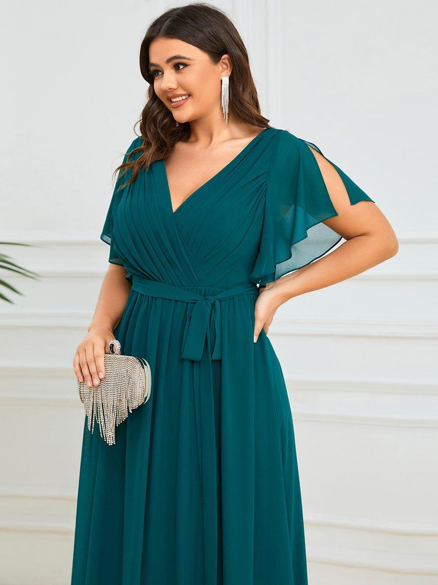 ever LEORA|A-Line Pleated Chiffon Tie-Waist Wedding Guest Dress