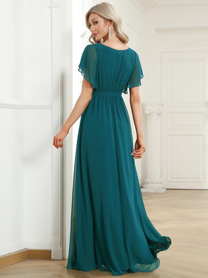 ever LEORA|A-Line Pleated Chiffon Tie-Waist Wedding Guest Dress