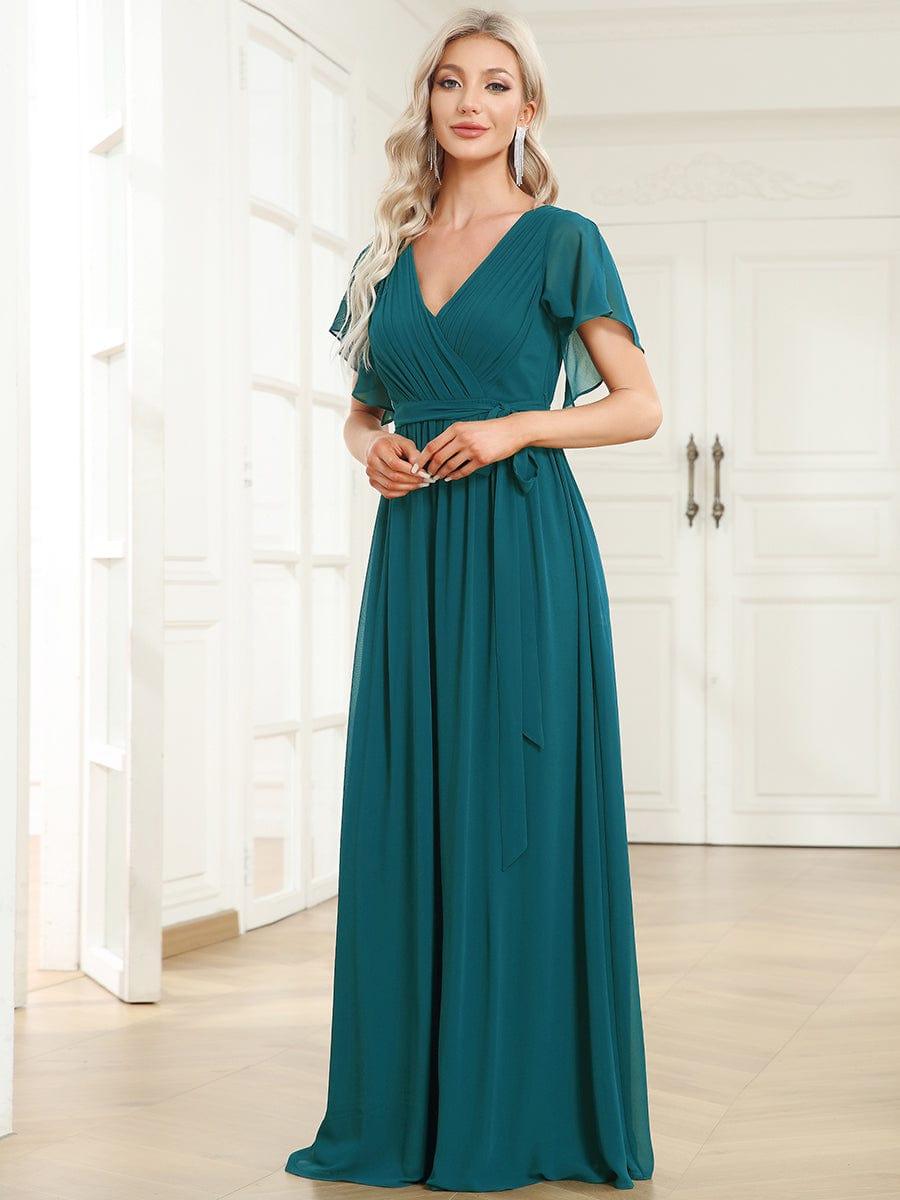 ever LEORA|A-Line Pleated Chiffon Tie-Waist Wedding Guest Dress