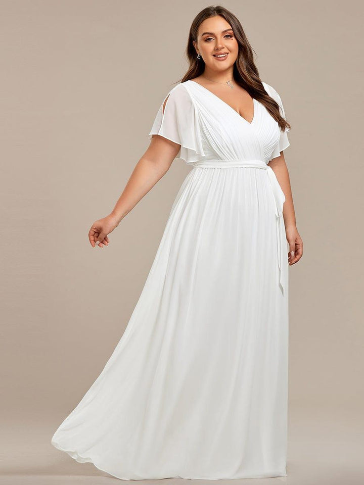 ever LEORA|A-Line Pleated Chiffon Tie-Waist Wedding Guest Dress