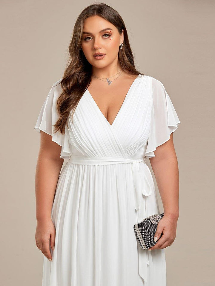 ever LEORA|A-Line Pleated Chiffon Tie-Waist Wedding Guest Dress