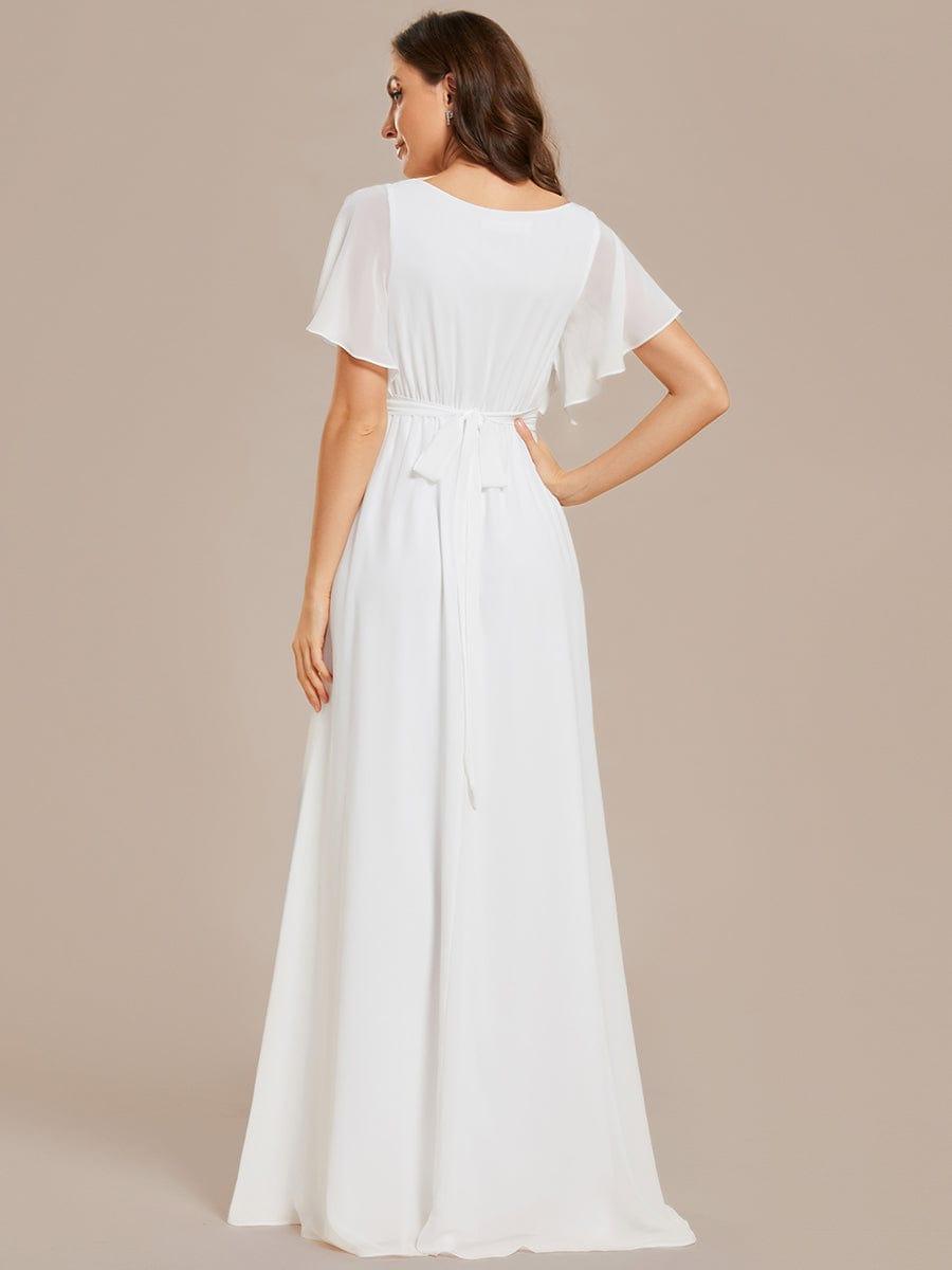 ever LEORA|A-Line Pleated Chiffon Tie-Waist Wedding Guest Dress