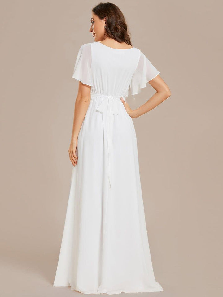 ever LEORA|A-Line Pleated Chiffon Tie-Waist Wedding Guest Dress