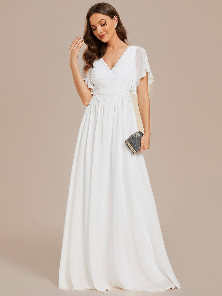 ever LEORA|A-Line Pleated Chiffon Tie-Waist Wedding Guest Dress