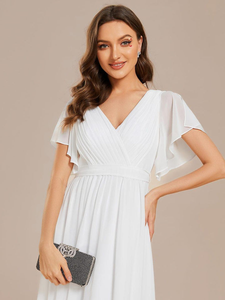 ever LEORA|A-Line Pleated Chiffon Tie-Waist Wedding Guest Dress