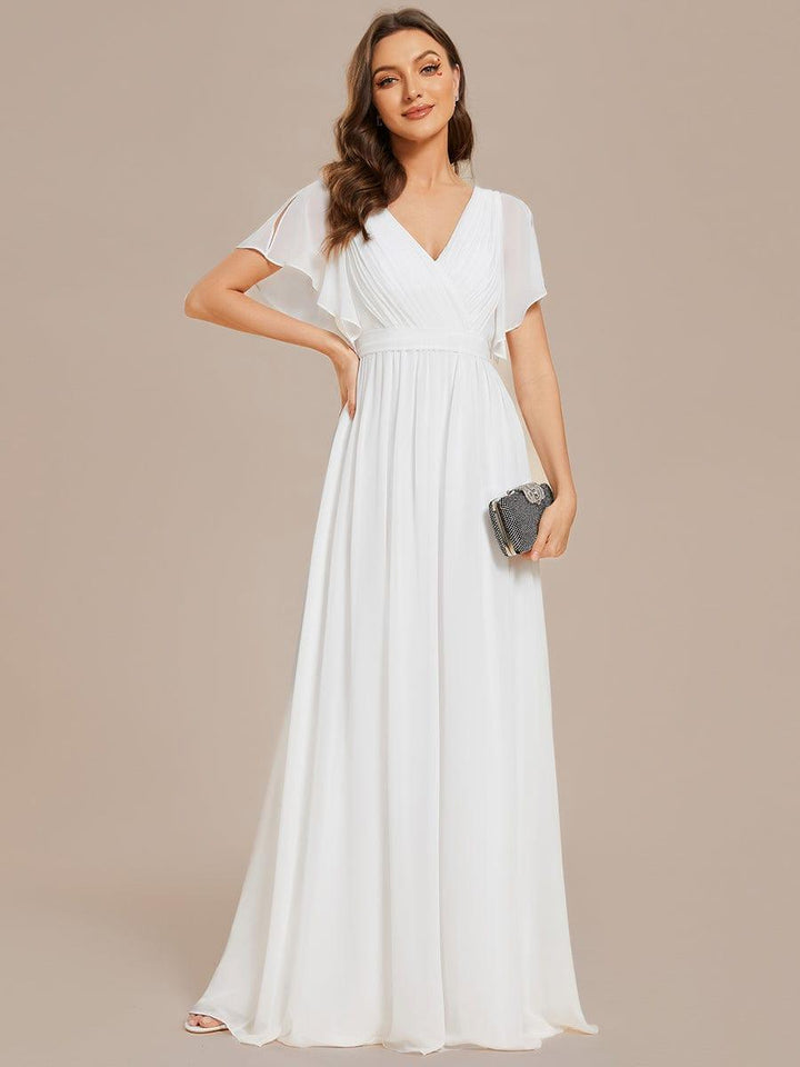 ever LEORA|A-Line Pleated Chiffon Tie-Waist Wedding Guest Dress