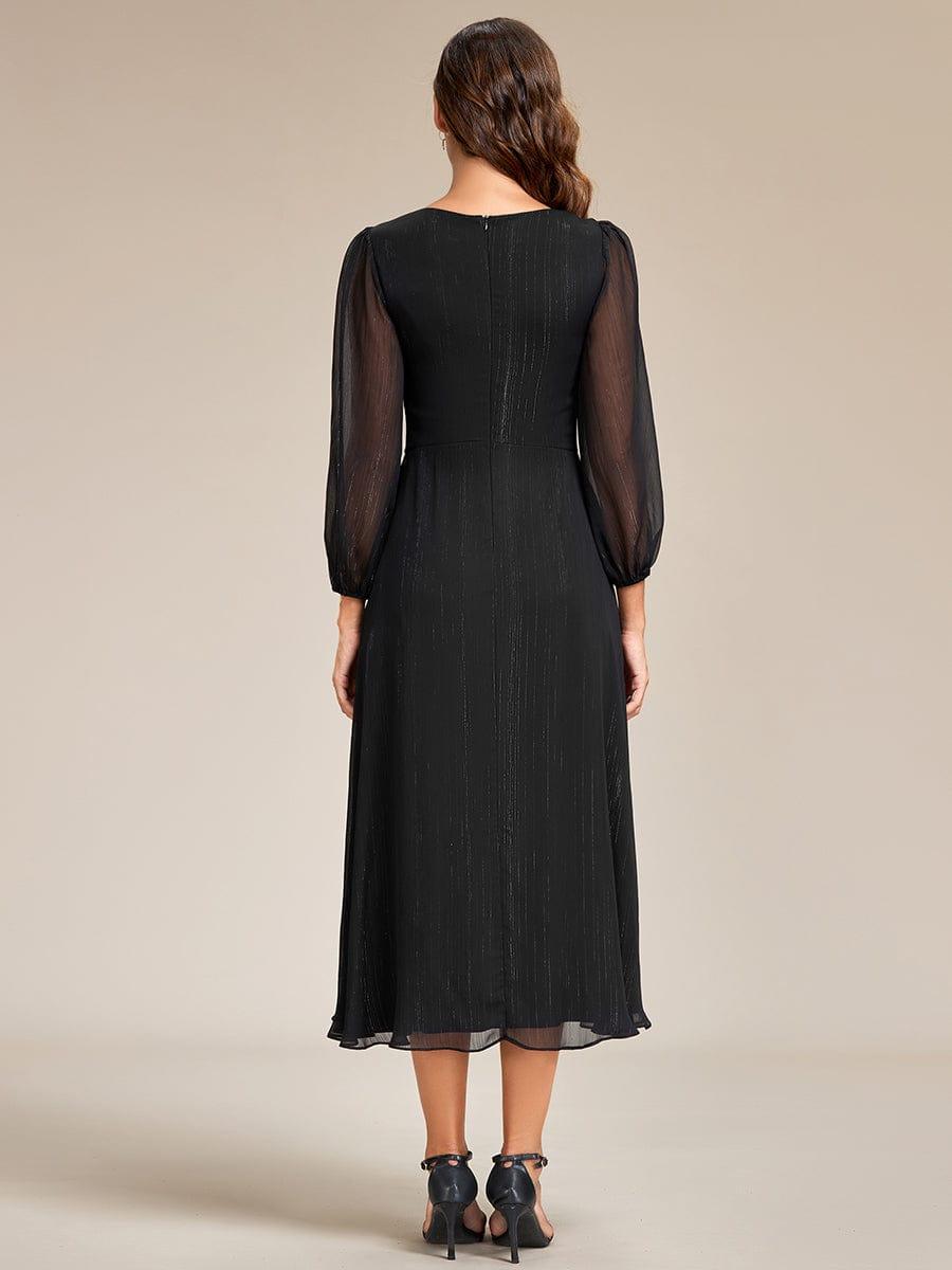 ever EMBER|Glitter Twist Knot See-Through Long Sleeve Wedding Guest Dress