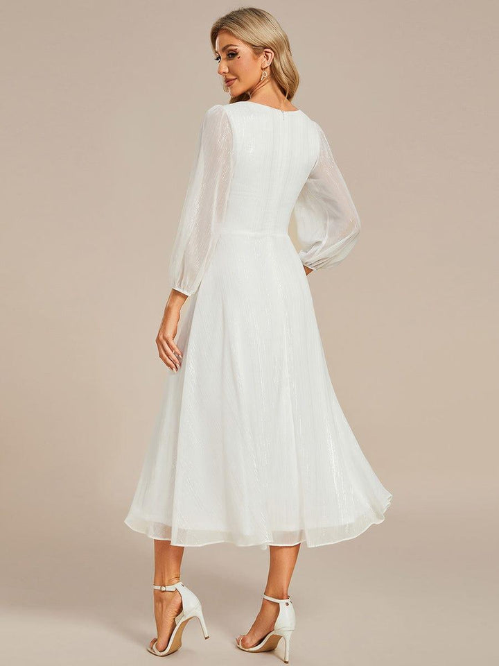 ever EMBER|Glitter Twist Knot See-Through Long Sleeve Wedding Guest Dress