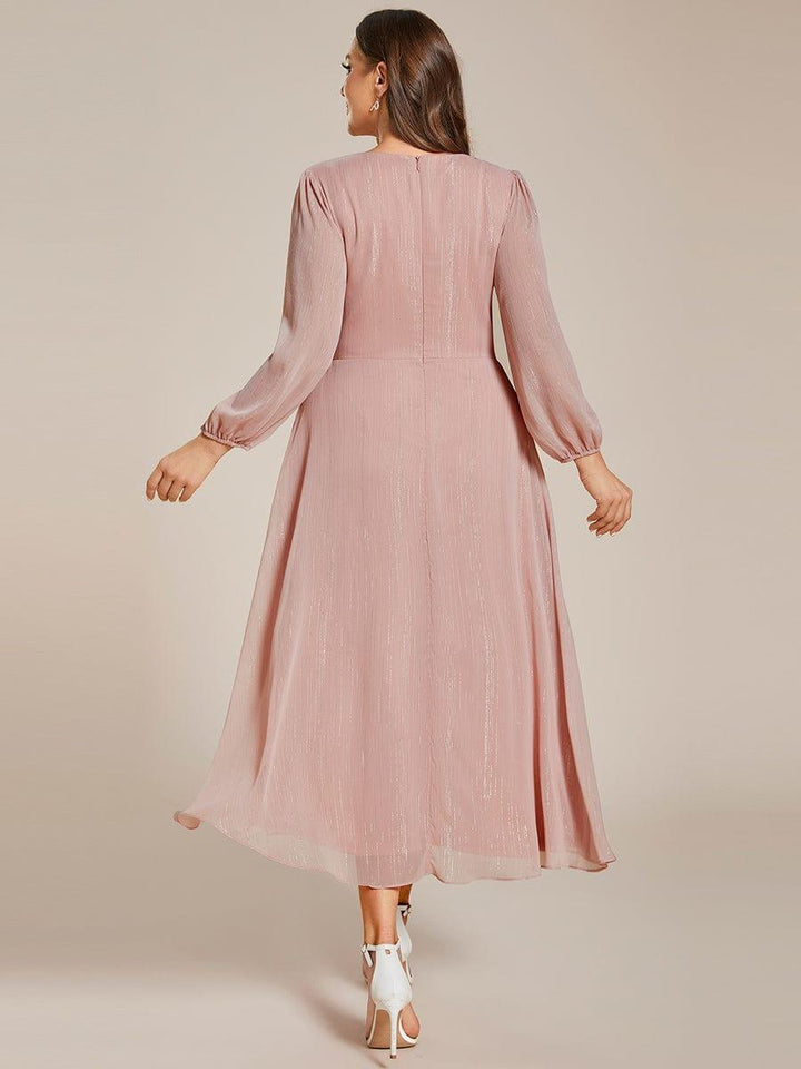 ever EMBER|Glitter Twist Knot See-Through Long Sleeve Wedding Guest Dress