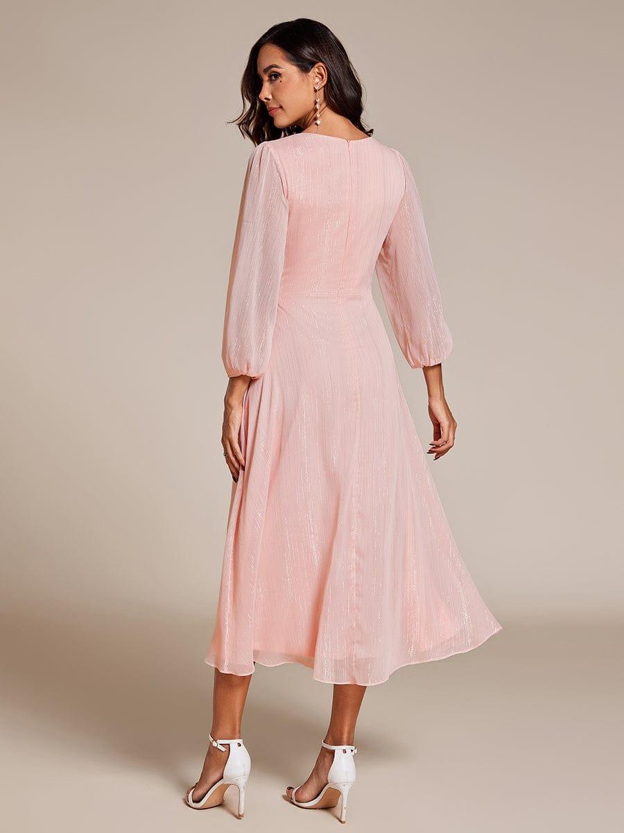 ever EMBER|Glitter Twist Knot See-Through Long Sleeve Wedding Guest Dress