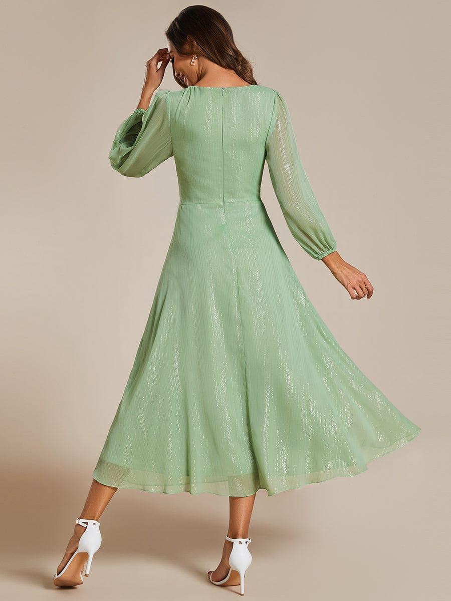 ever EMBER|Glitter Twist Knot See-Through Long Sleeve Wedding Guest Dress