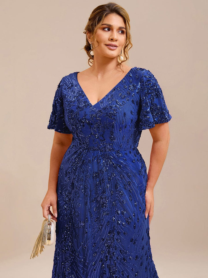 pretty PALMER|Plus Size Sequin Mermaid Formal Dress