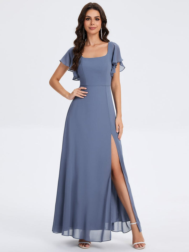 ever WISTERIA|Floral Print Flutter Sleeve Side Split Maxi Formal Dress