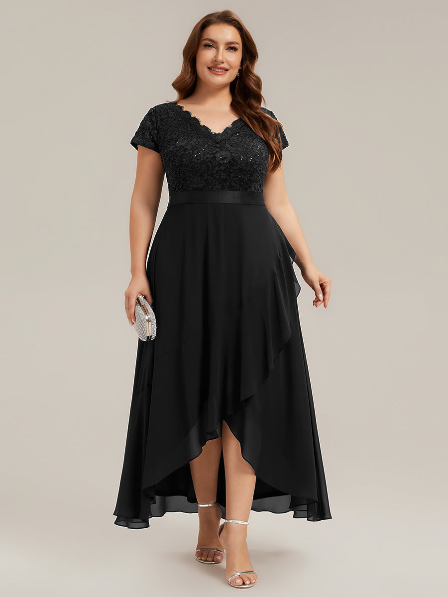 Plus Size Deep V-Neck Chiffon Evening Dress