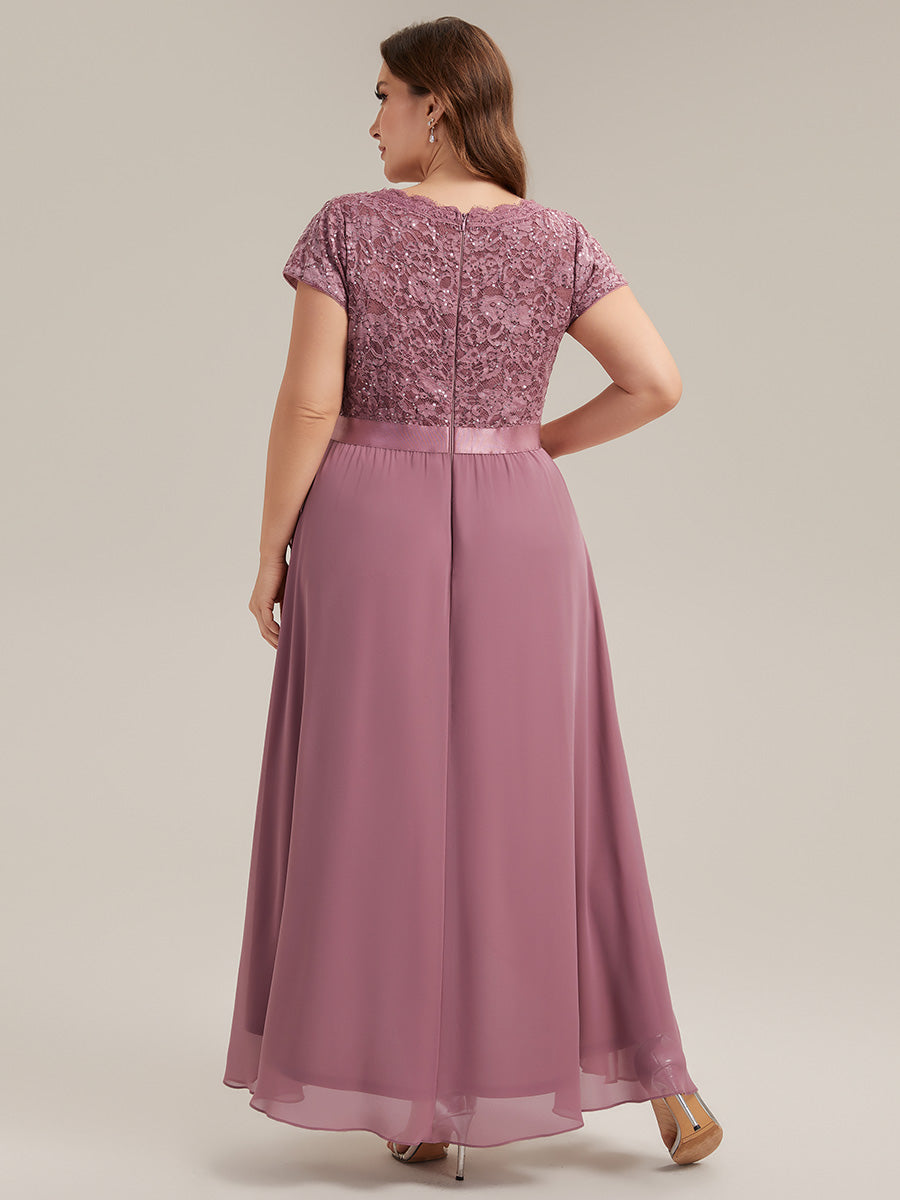 Plus Size Deep V-Neck Chiffon Evening Dress
