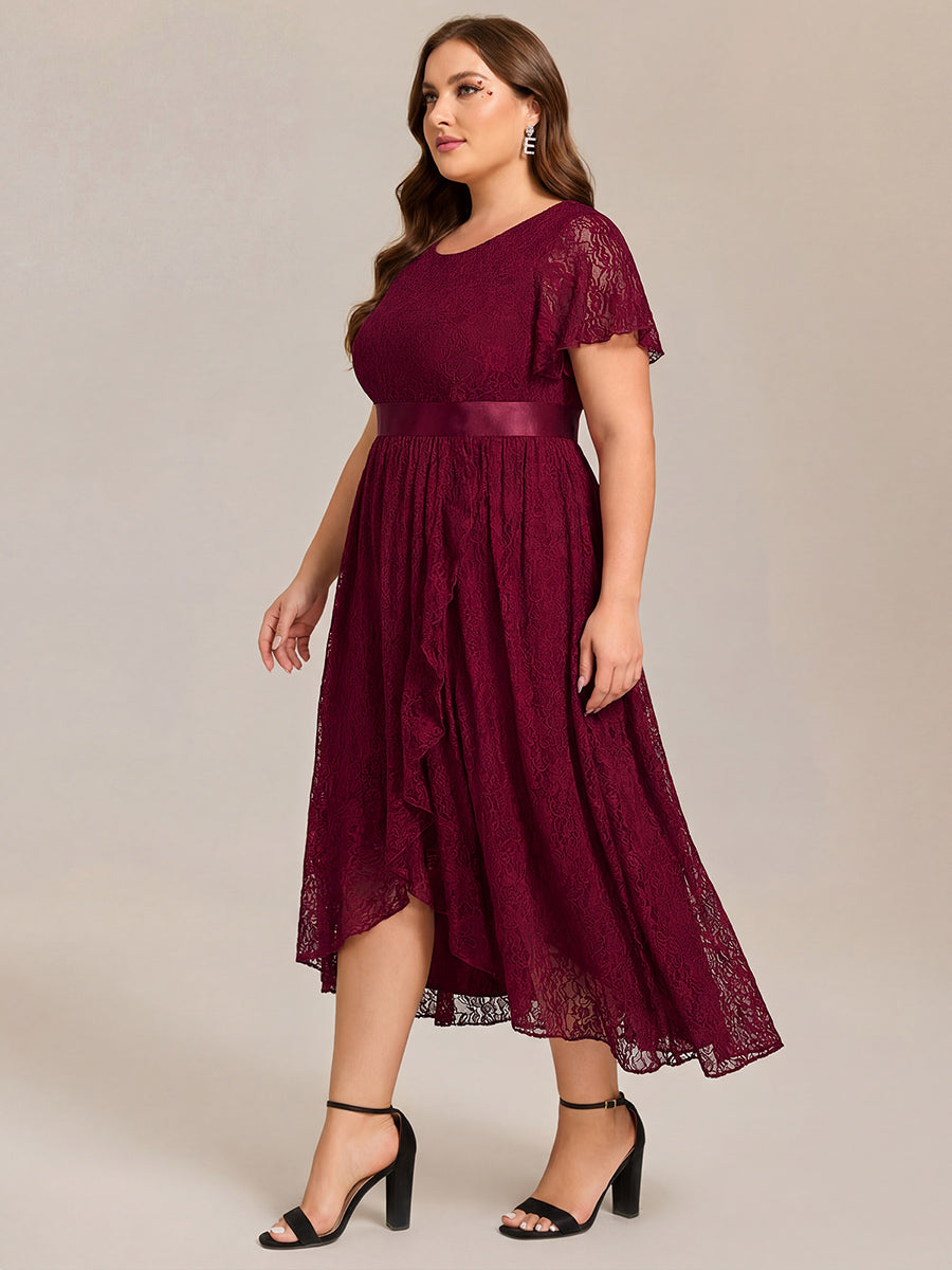 ever SEVYN|Ruffled Sleeve Empire Waist Lace Wedding Guest Dress