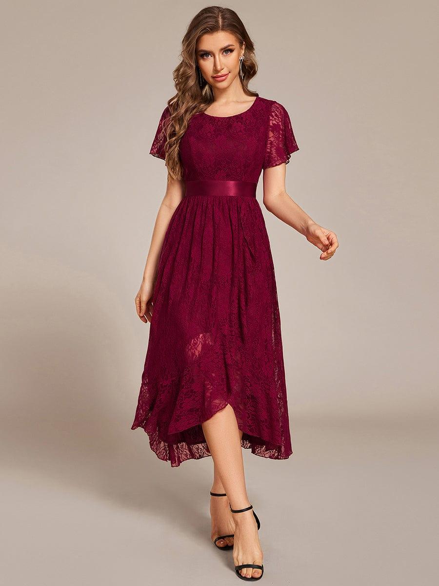 ever SEVYN|Ruffled Sleeve Empire Waist Lace Wedding Guest Dress