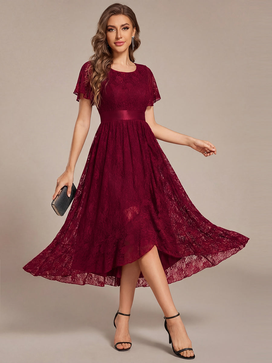 ever SEVYN|Ruffled Sleeve Empire Waist Lace Wedding Guest Dress