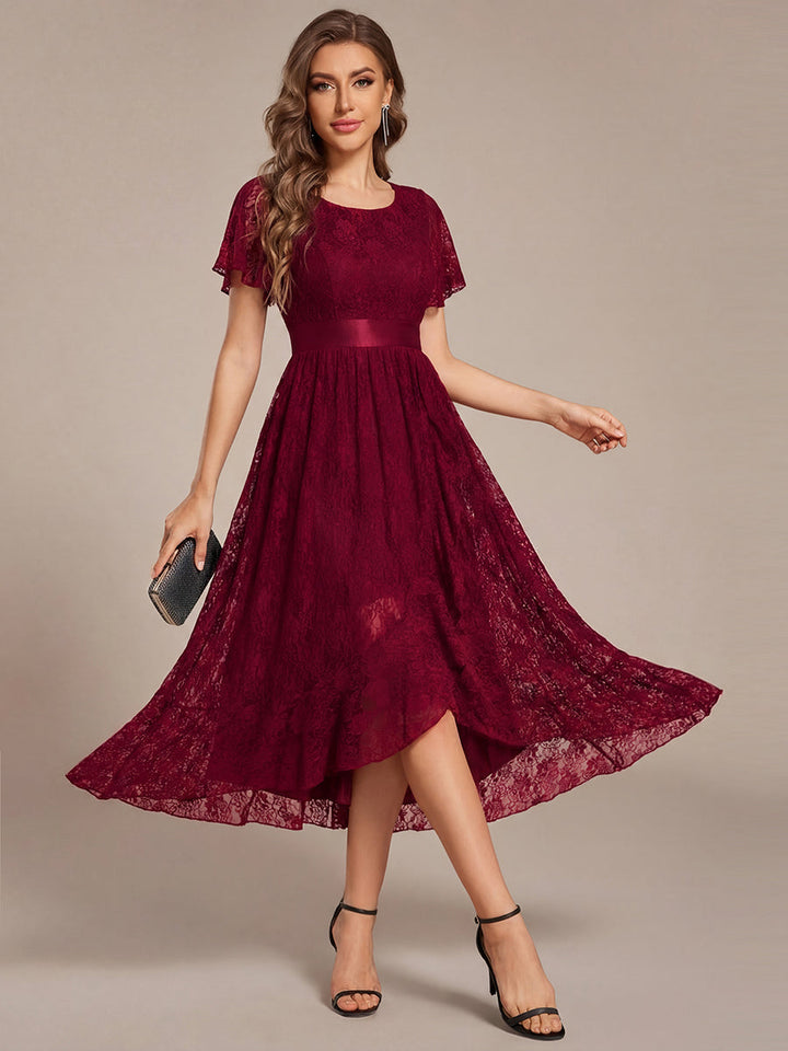 ever SEVYN|Ruffled Sleeve Empire Waist Lace Wedding Guest Dress