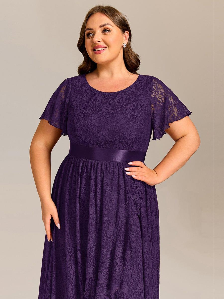 pretty SEVYN|Plus Size Ruffled Sleeve Empire Waist Lace Wedding Guest Dress