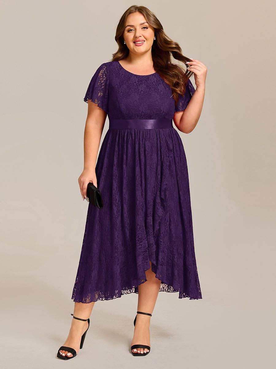 ever SEVYN|Ruffled Sleeve Empire Waist Lace Wedding Guest Dress