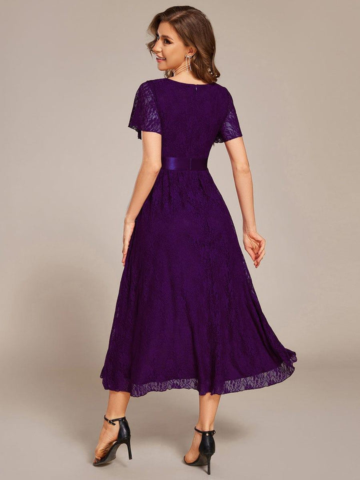 ever SEVYN|Ruffled Sleeve Empire Waist Lace Wedding Guest Dress