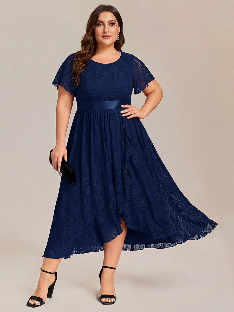ever SEVYN|Ruffled Sleeve Empire Waist Lace Wedding Guest Dress
