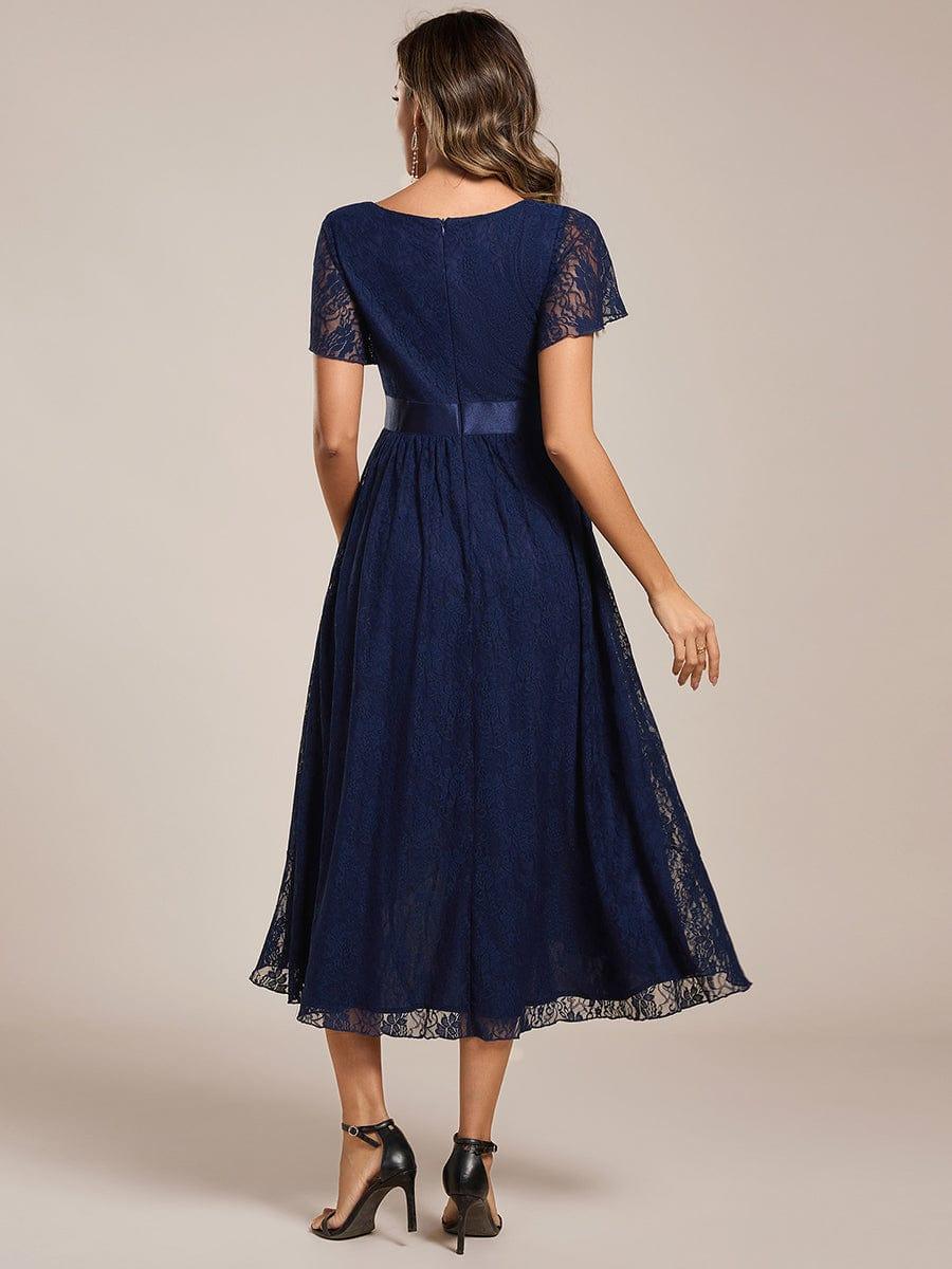 ever SEVYN|Ruffled Sleeve Empire Waist Lace Wedding Guest Dress