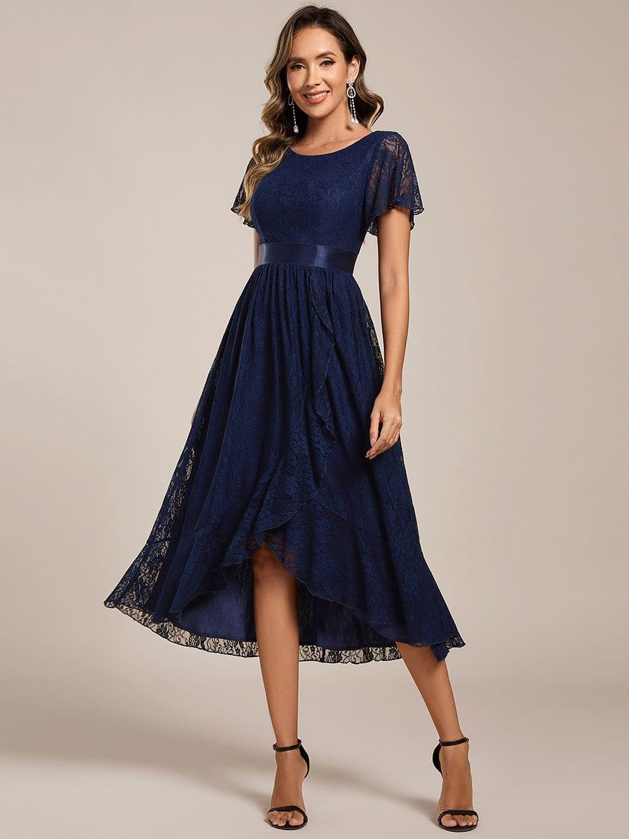 ever SEVYN|Ruffled Sleeve Empire Waist Lace Wedding Guest Dress