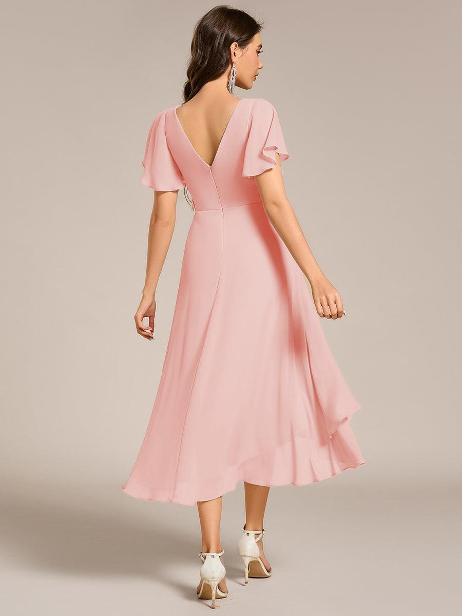 ever AALIA|Flowing Chiffon V-Neck Ruffle Sleeves Wedding Guest Dress