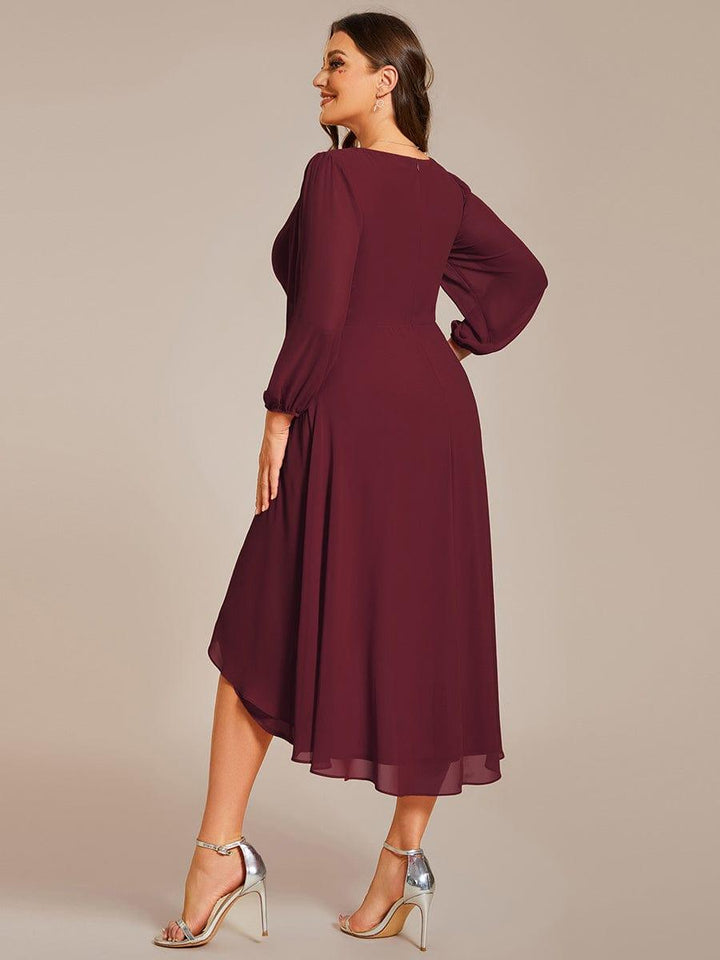 ever BRIAR|3/4 Sleeves Asymmetrical Hem A-Line Midi Wedding Guest Dress