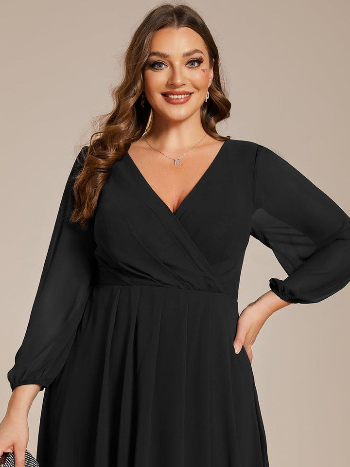 ever BRIAR|3/4 Sleeves Asymmetrical Hem A-Line Midi Wedding Guest Dress